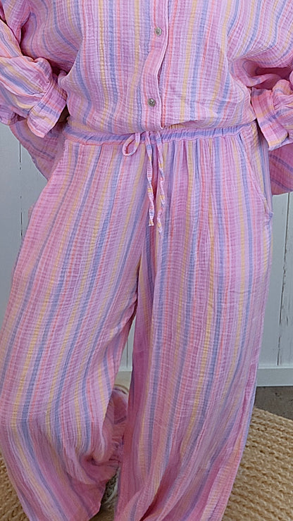 Annie bukse med striper rosa