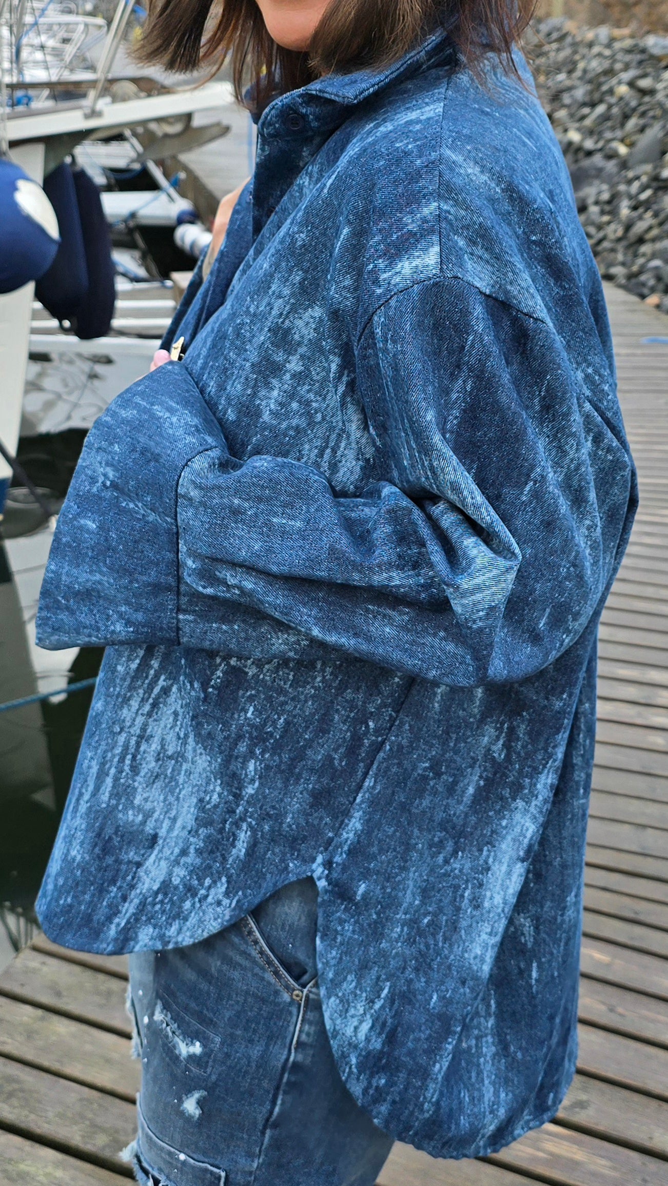 Heidi denim skjorte med broscher