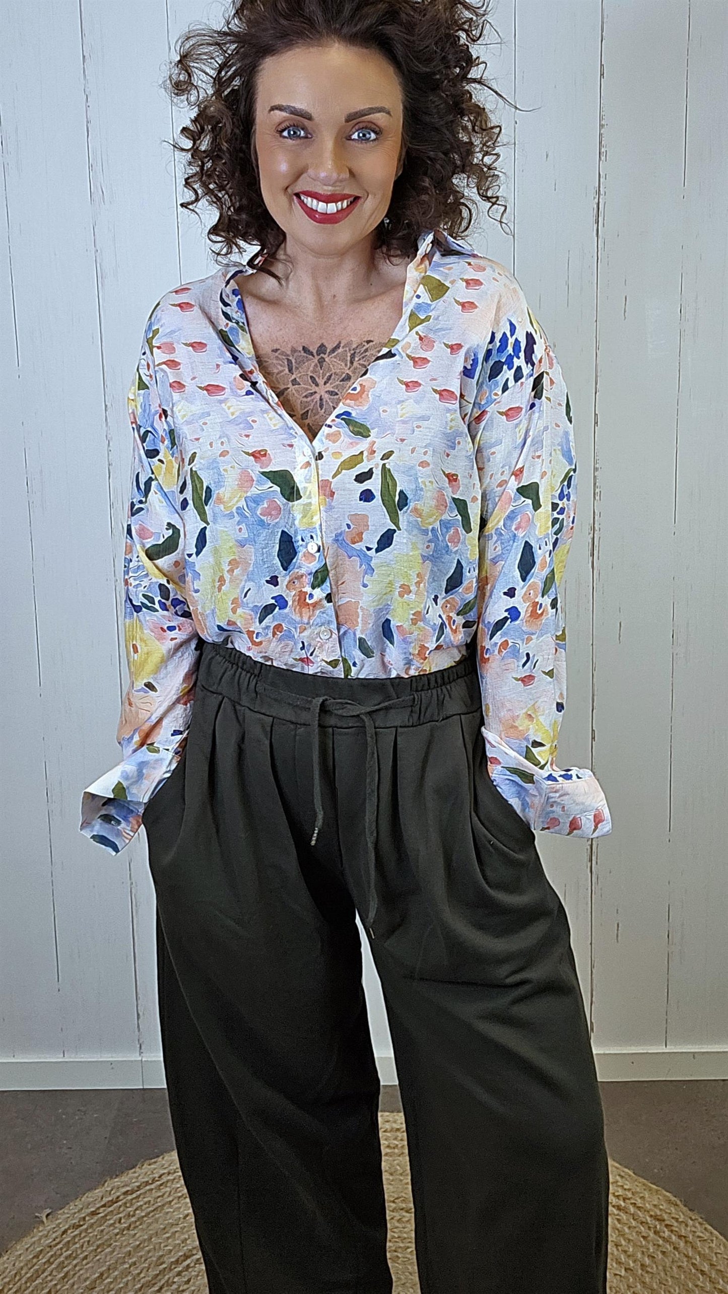 Bomullsbukse mørk olivengrønn