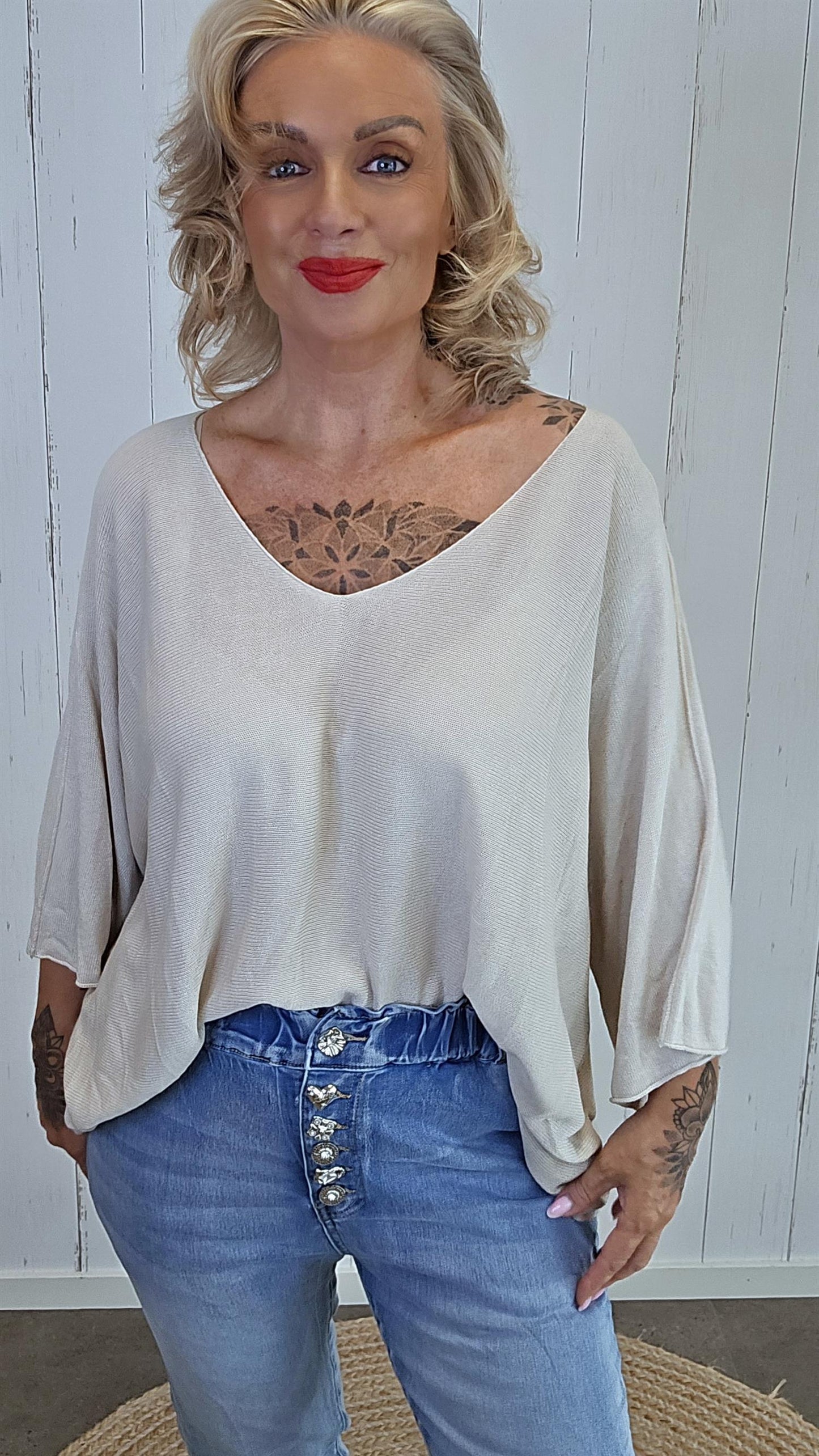Leah genser topp beige