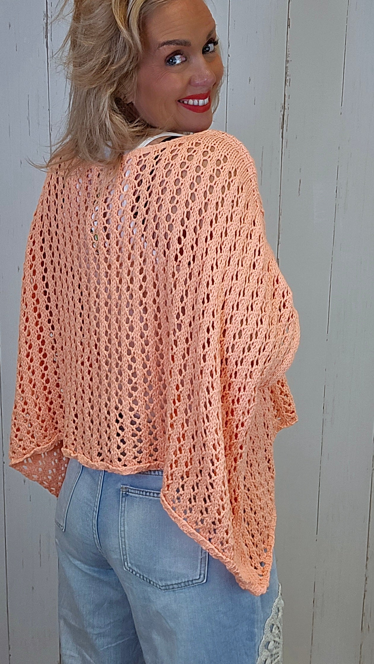 Eline Strikket Poncho Topp orange