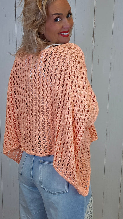 Eline Strikket Poncho Topp orange