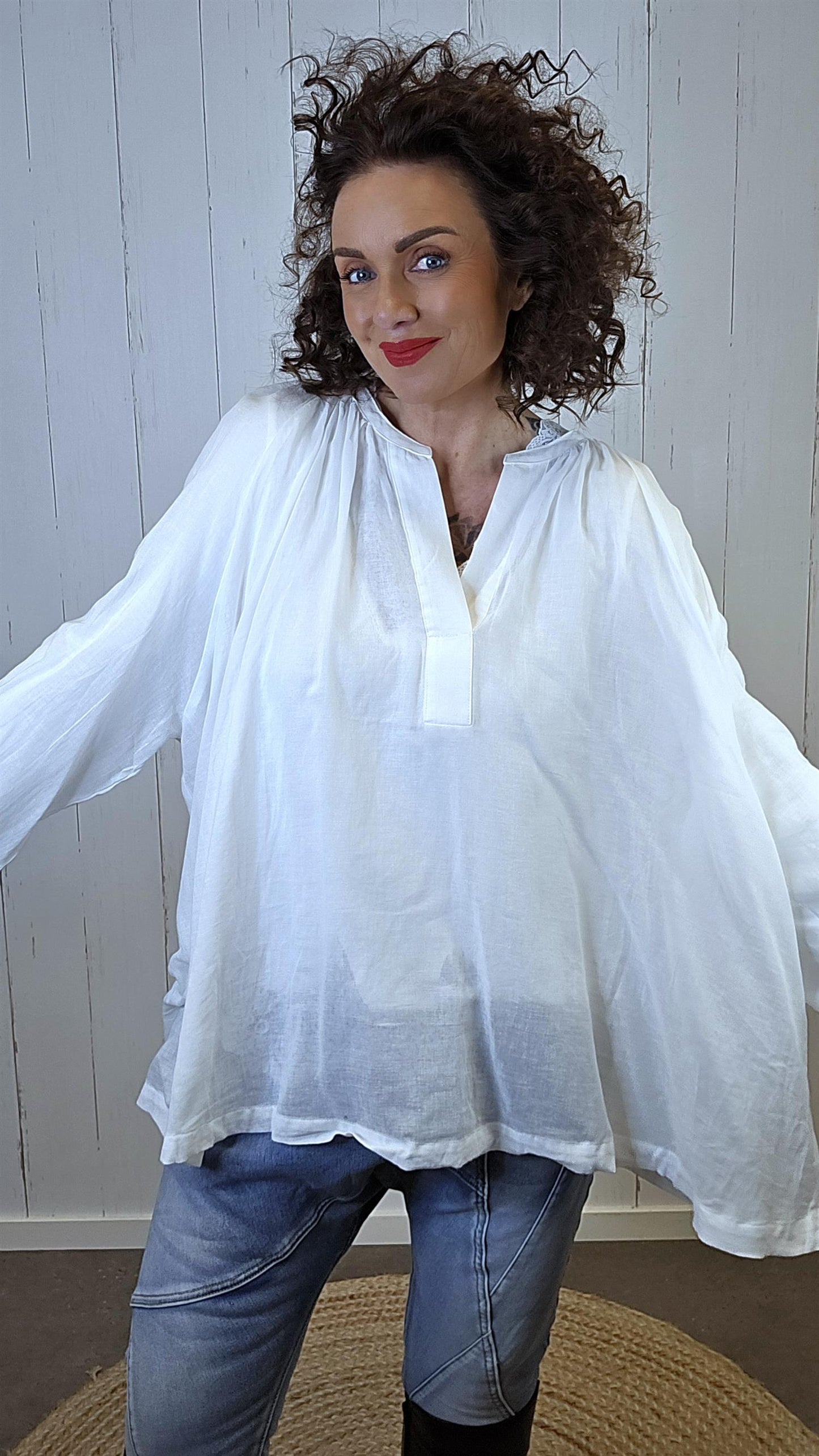 Sarah bomulls bluse hvit