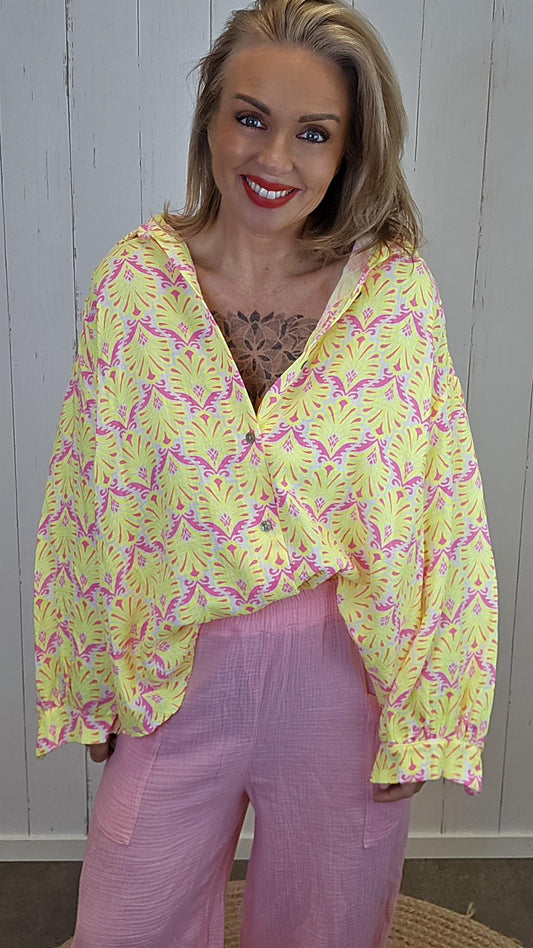 Gina mønstret skjorte gul