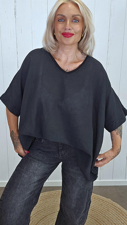 Bea Topp med V-hals svart