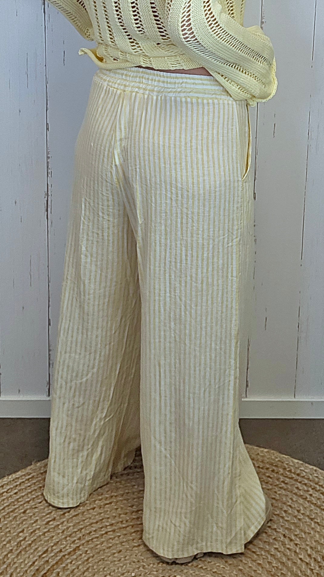 Lydia linbukse gul stripet