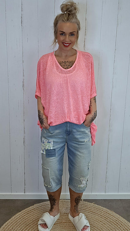 Catty oversized topp rosa