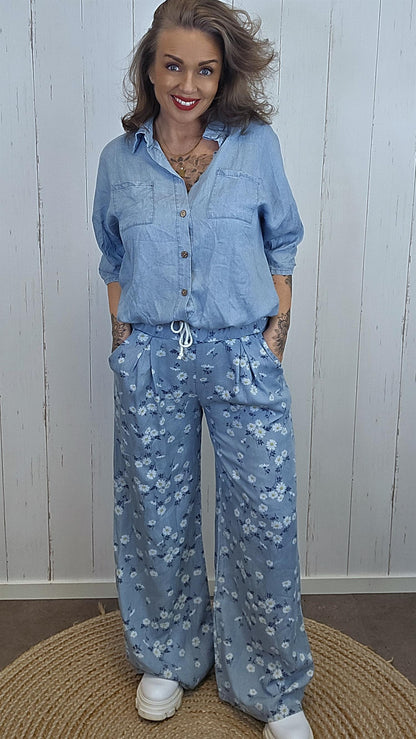 Rikke kort denimlook-skjorte