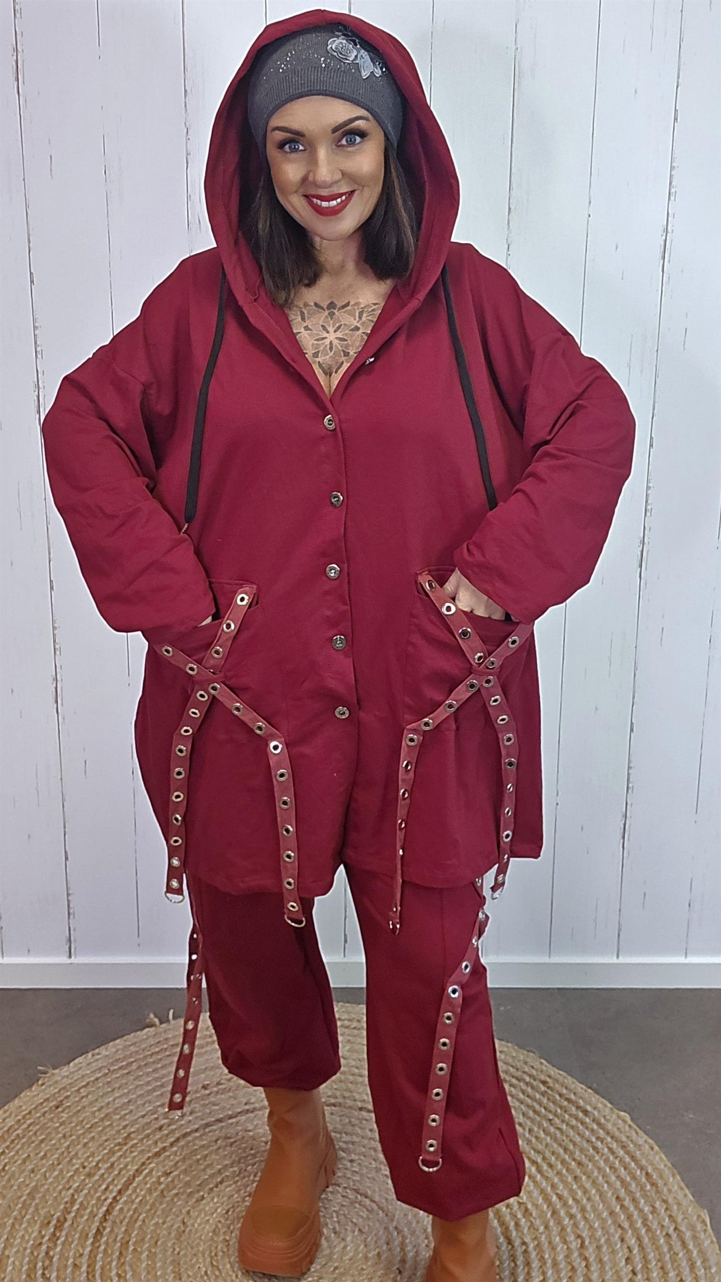 Adriana lang hettejakke burgunder