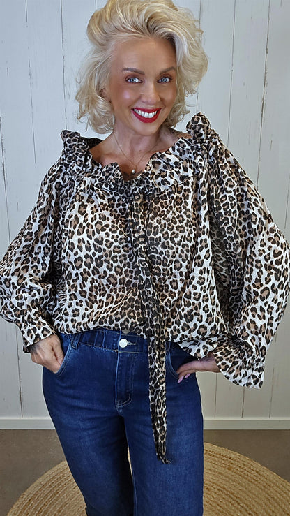 Gia leo bluse med sløyfe