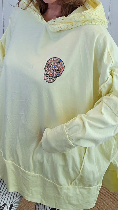 Nora skull hettegenser gul