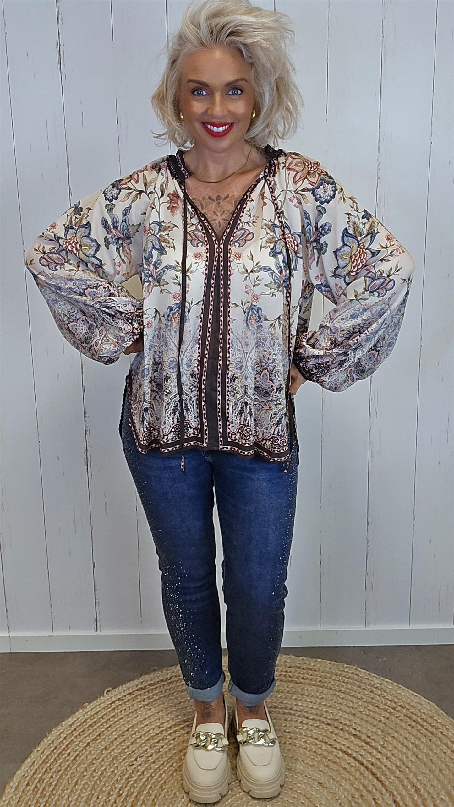 Nora bluse med print