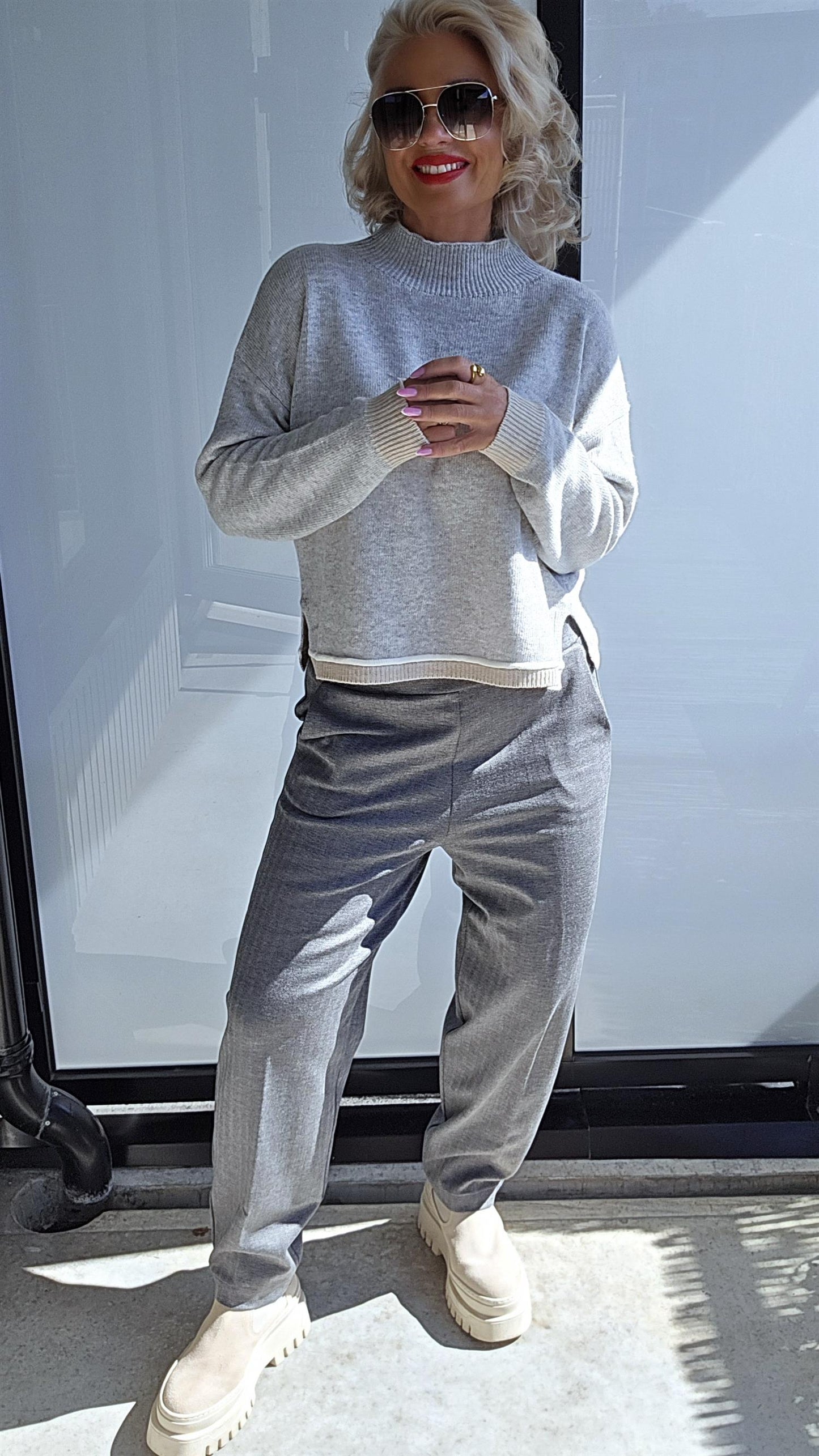Viscose barrel pant grey