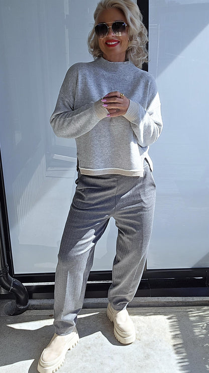 Viscose barrel pant grey