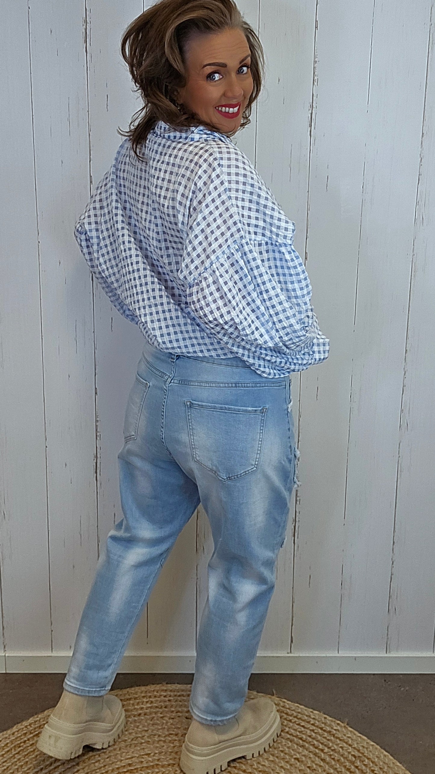 Oline blondepatch jeans lysblå