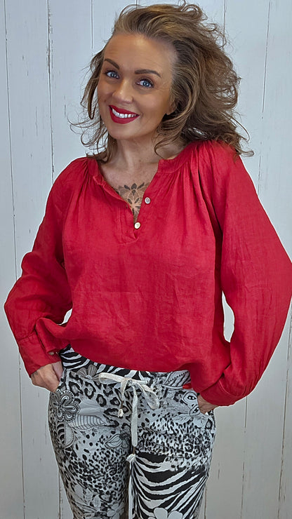 Nora lin bluse rød