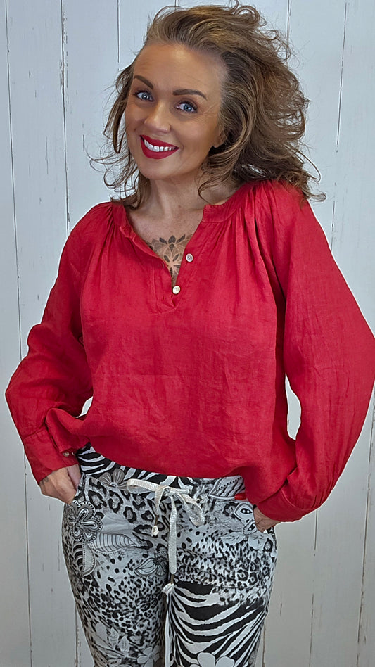 Nora lin bluse rød