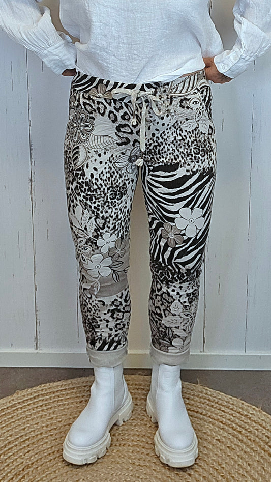 Kine mønstret bukse beige