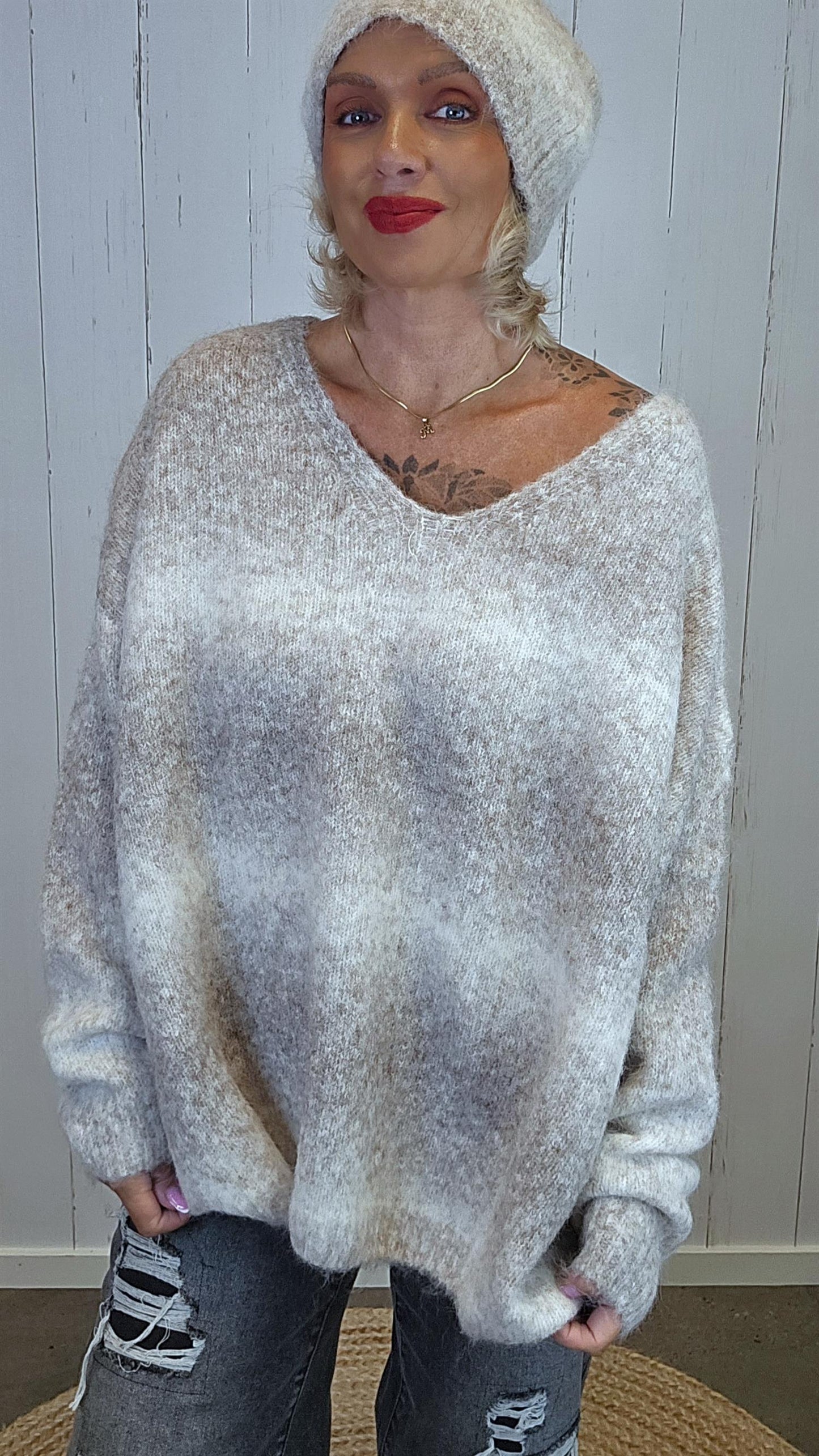 Nora strikket genser beige