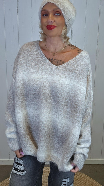 Nora strikket genser beige