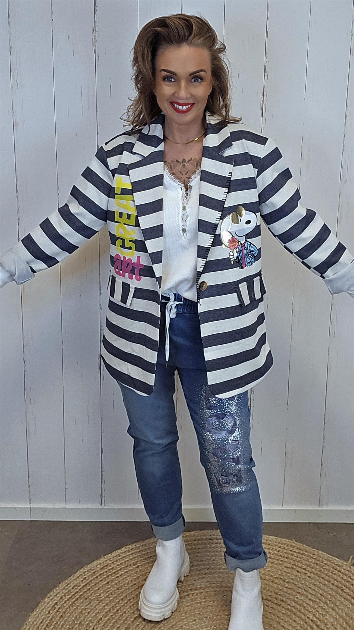 Livja blazer stripet blå/hvit