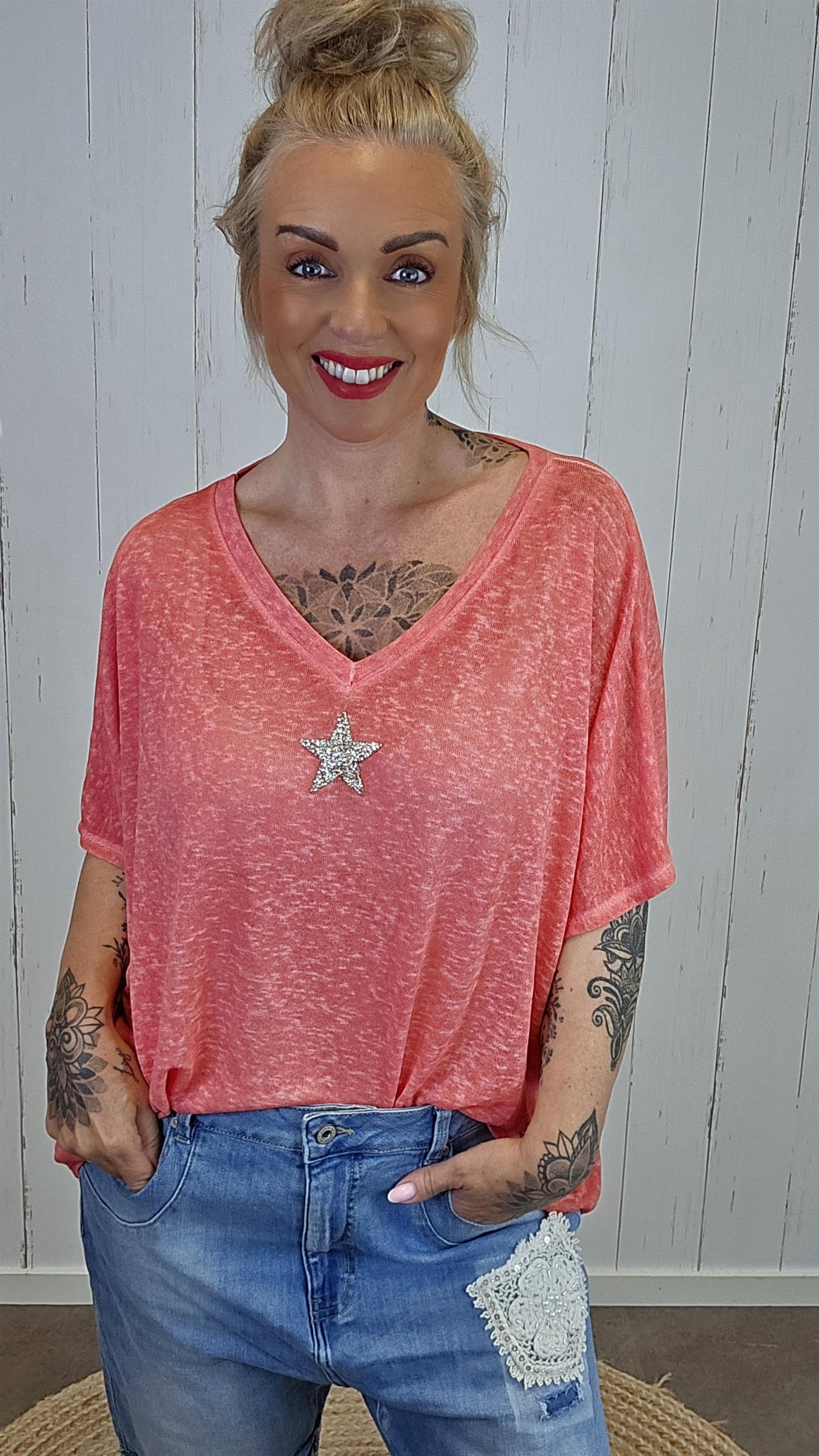 Oversized stjerne topp rød