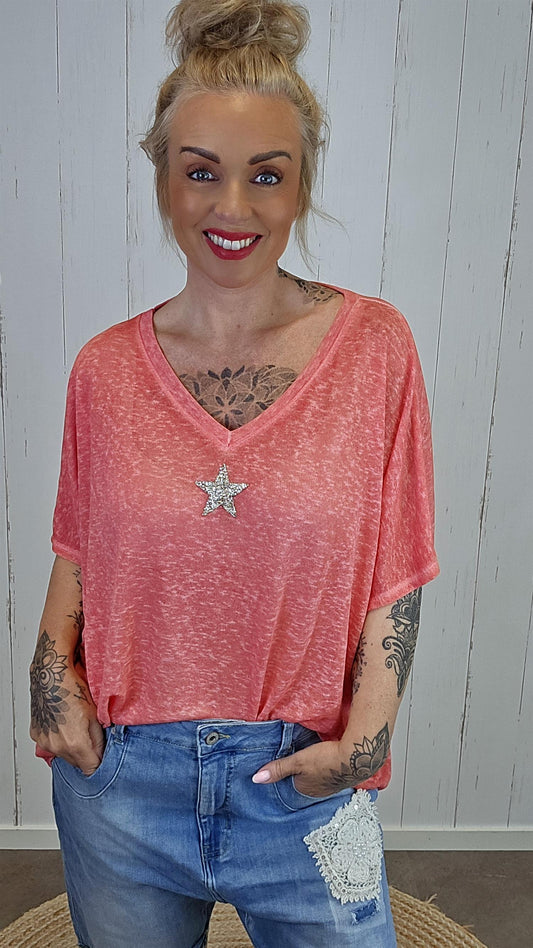 Oversized stjerne topp rød