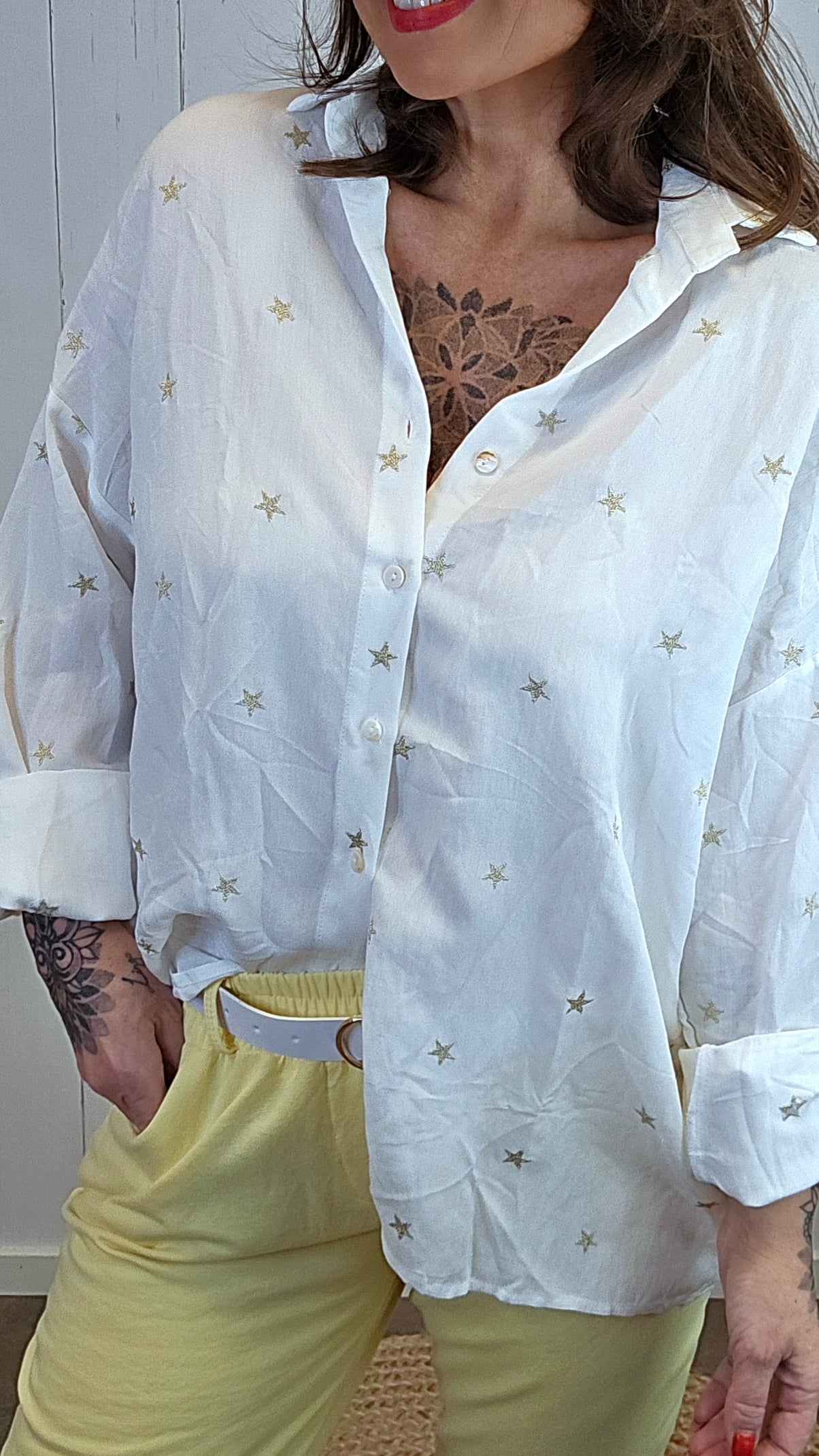 Nora skjorte med stjerner hvit