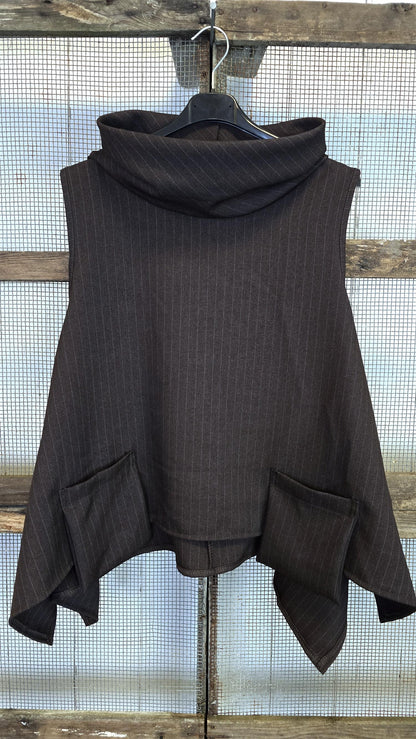 Bella pinstripe vesttopp brun