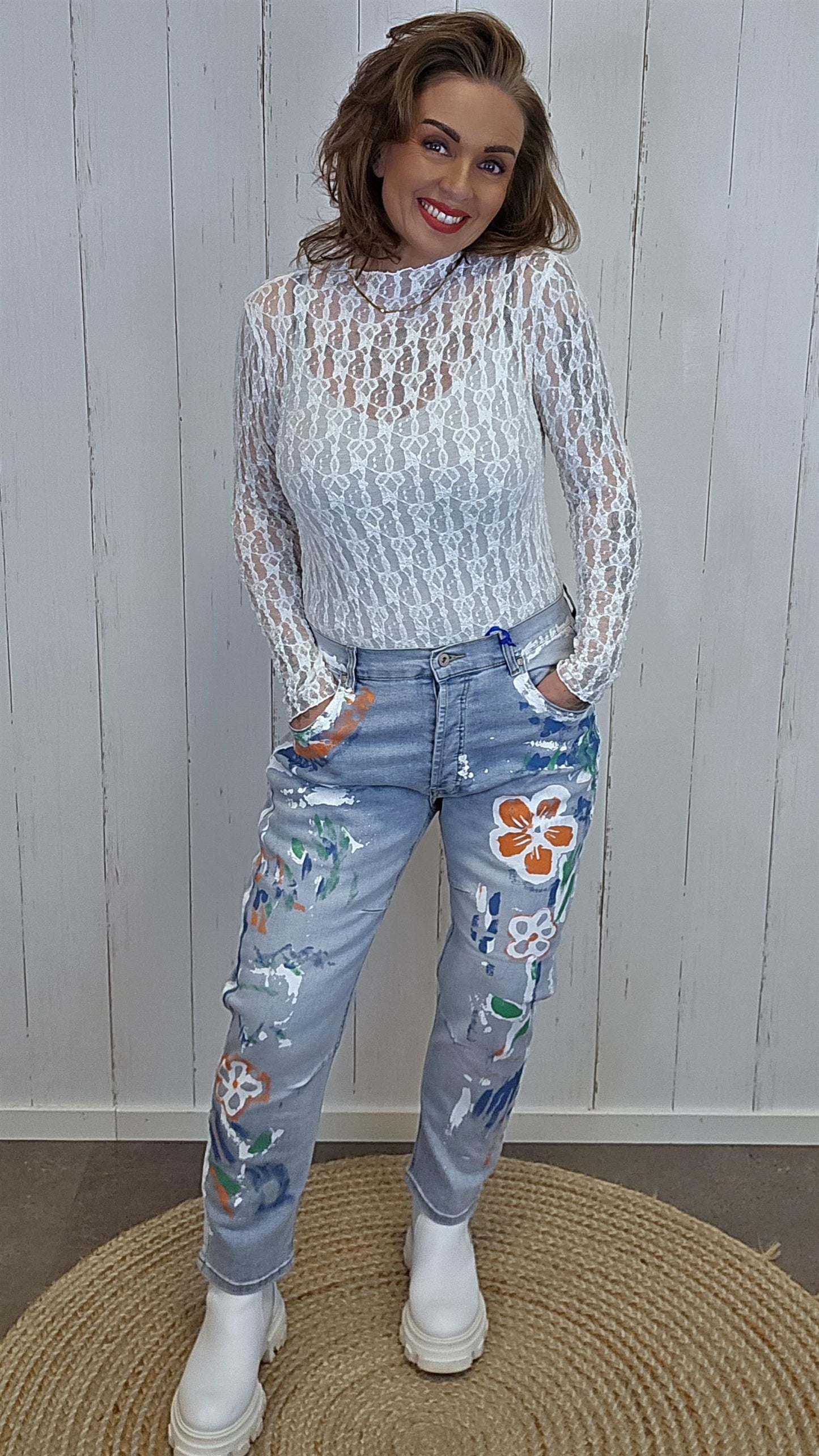 Stacy jeans med trykk