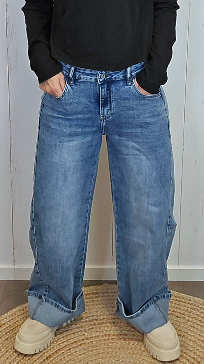 Sienna superstretch jeans med vide ben