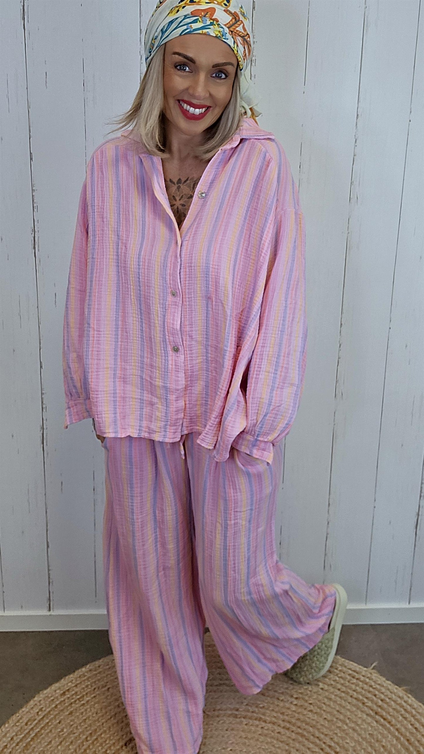 Annie skjorte med striper rosa
