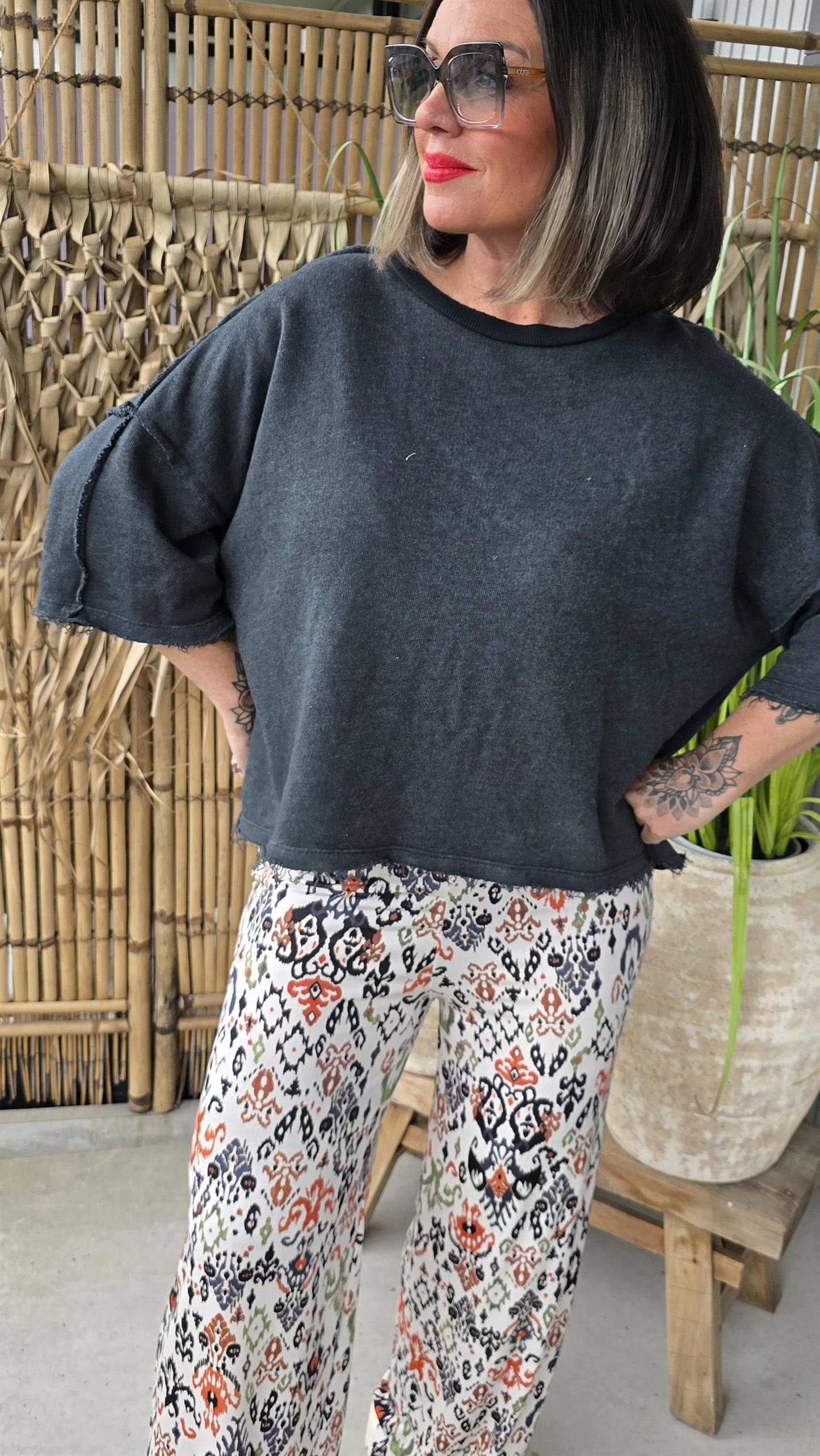 Petronella topp gråsvart