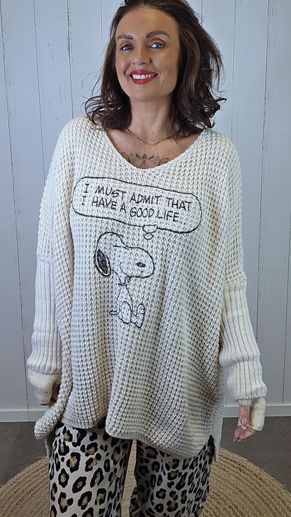Snoopy Genser Beige