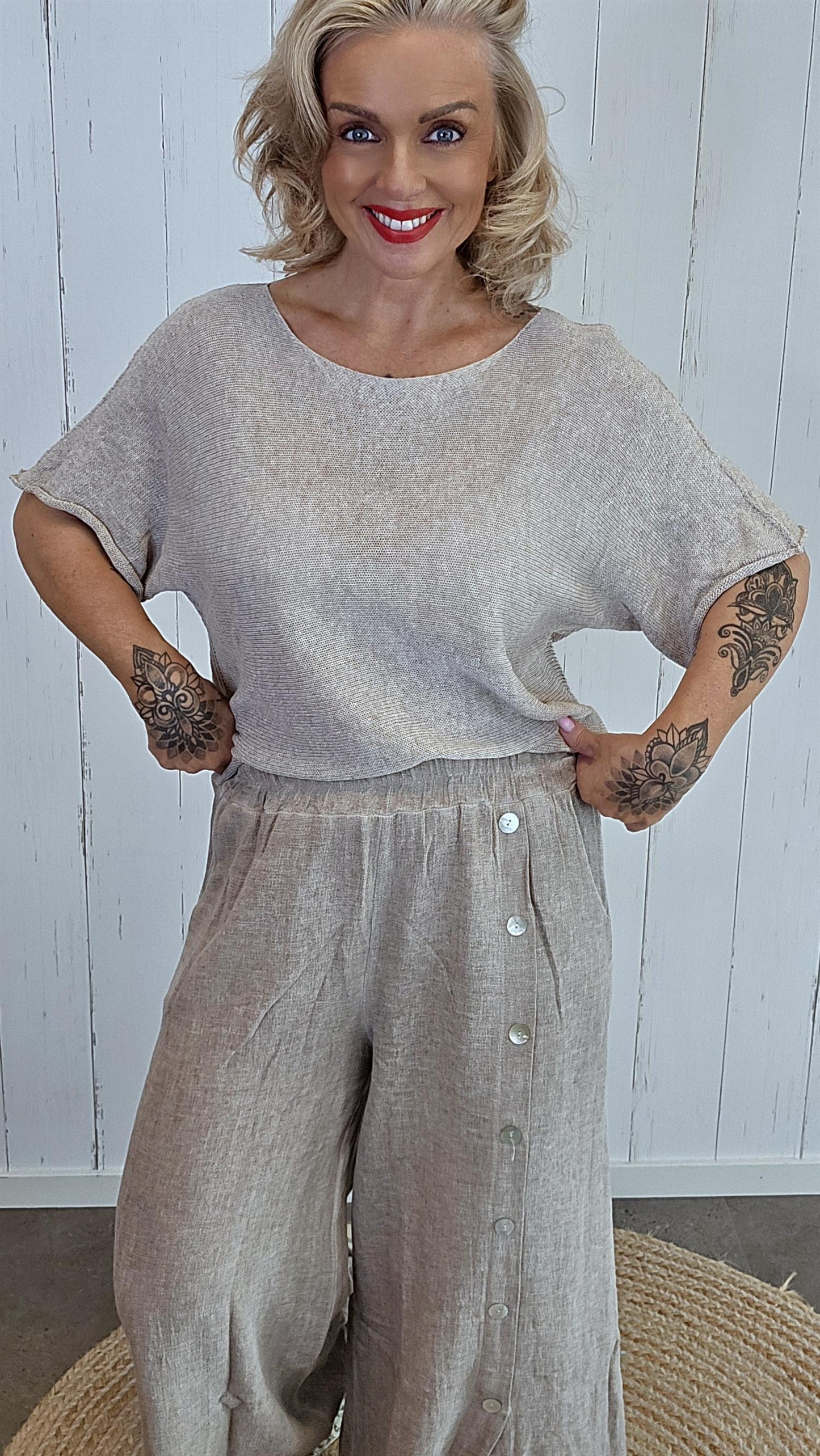 Line bukse taupe