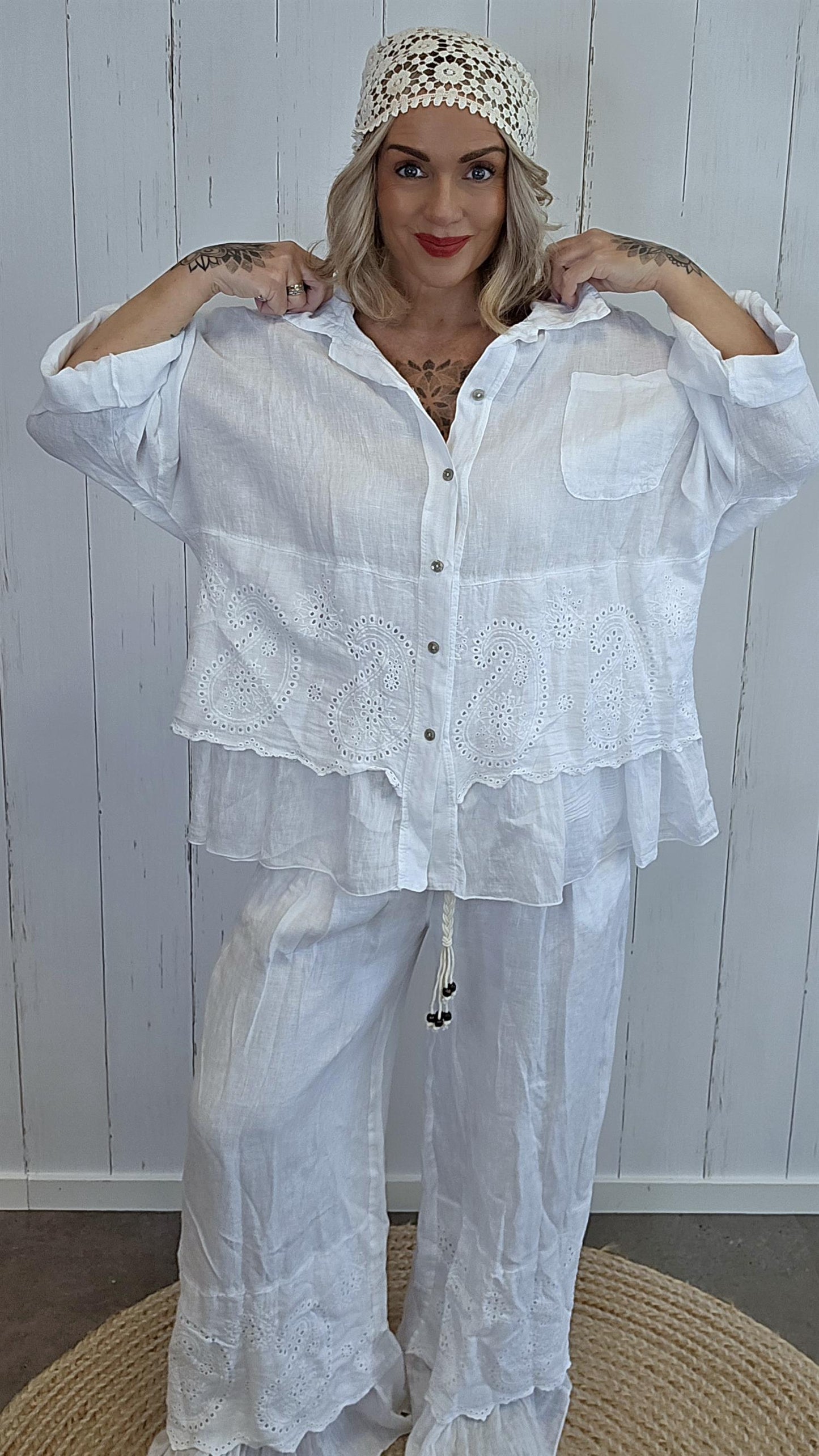 Johanne lin skjorte med broderidetaljer