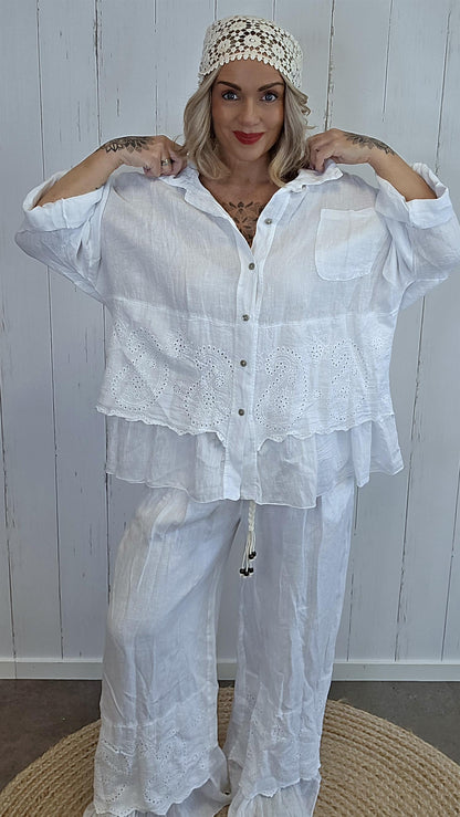 Johanne lin skjorte med broderidetaljer