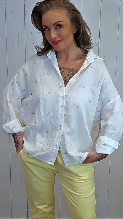 Nora skjorte med stjerner hvit