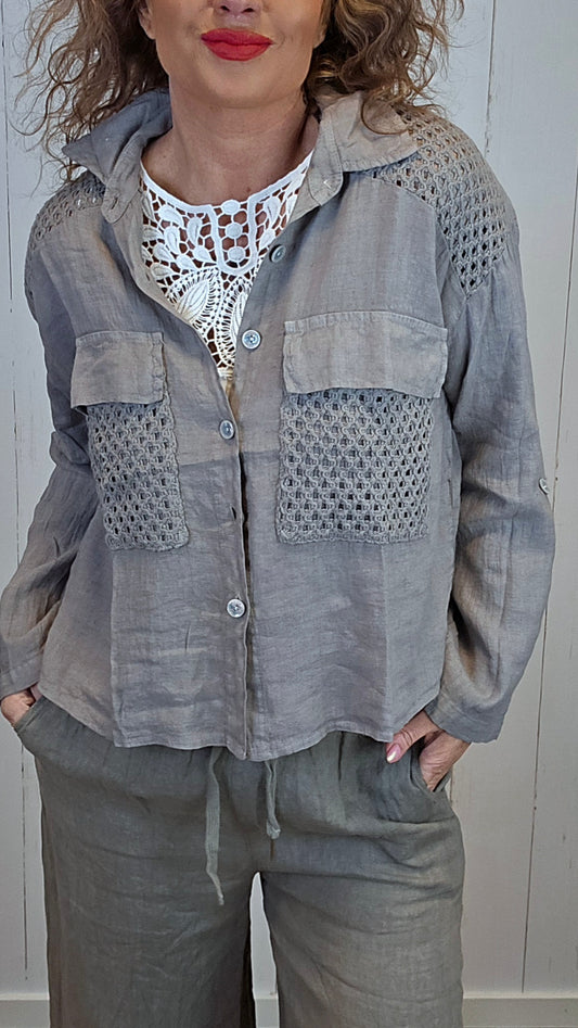 Maja linskjorte taupe