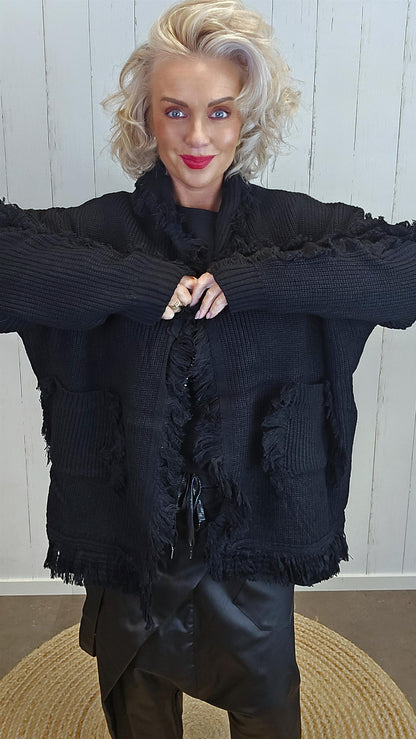 Wilma oversized strikkejakke svart