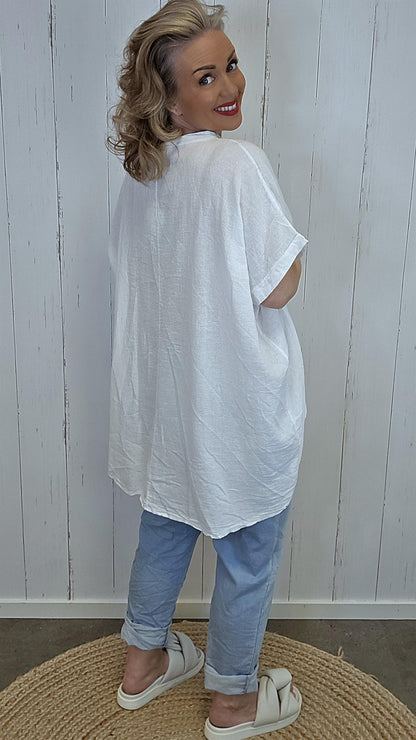 Bella Look Back topp hvit