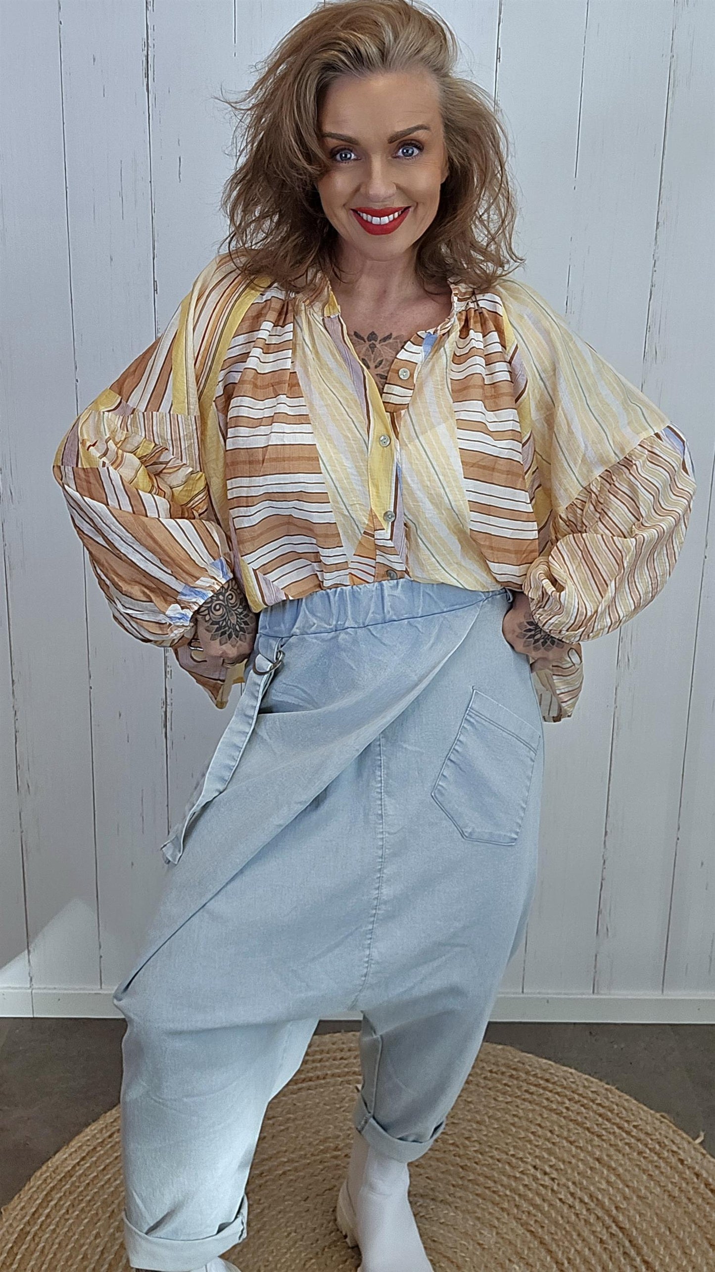 Katty harem bukse blek denim