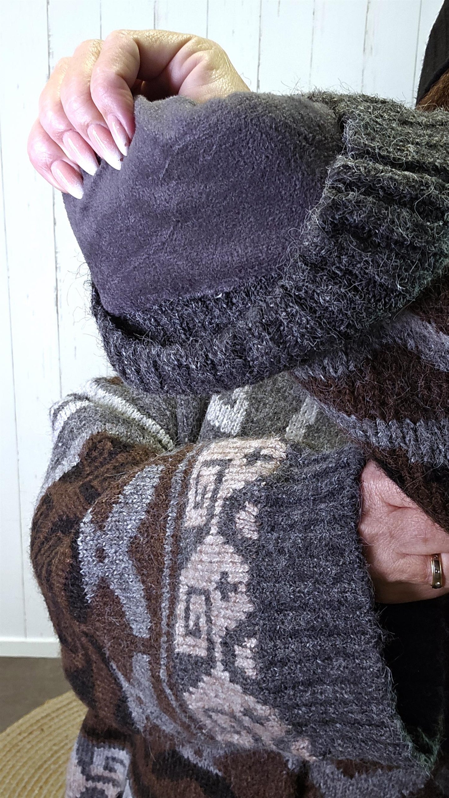 Marta brun/grå mønstret cardigan