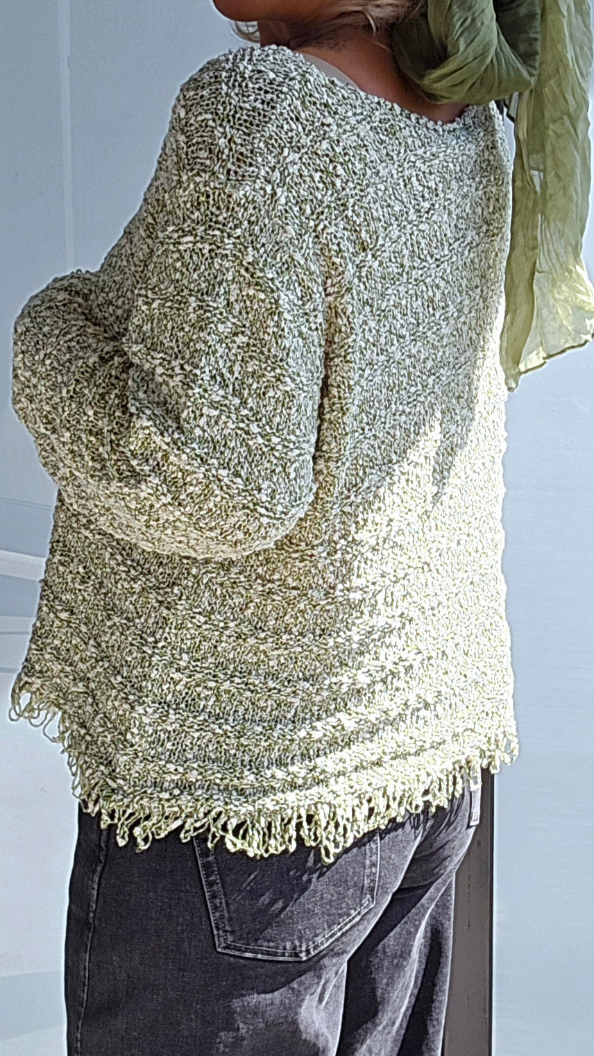 Jacquard cotton pullover green