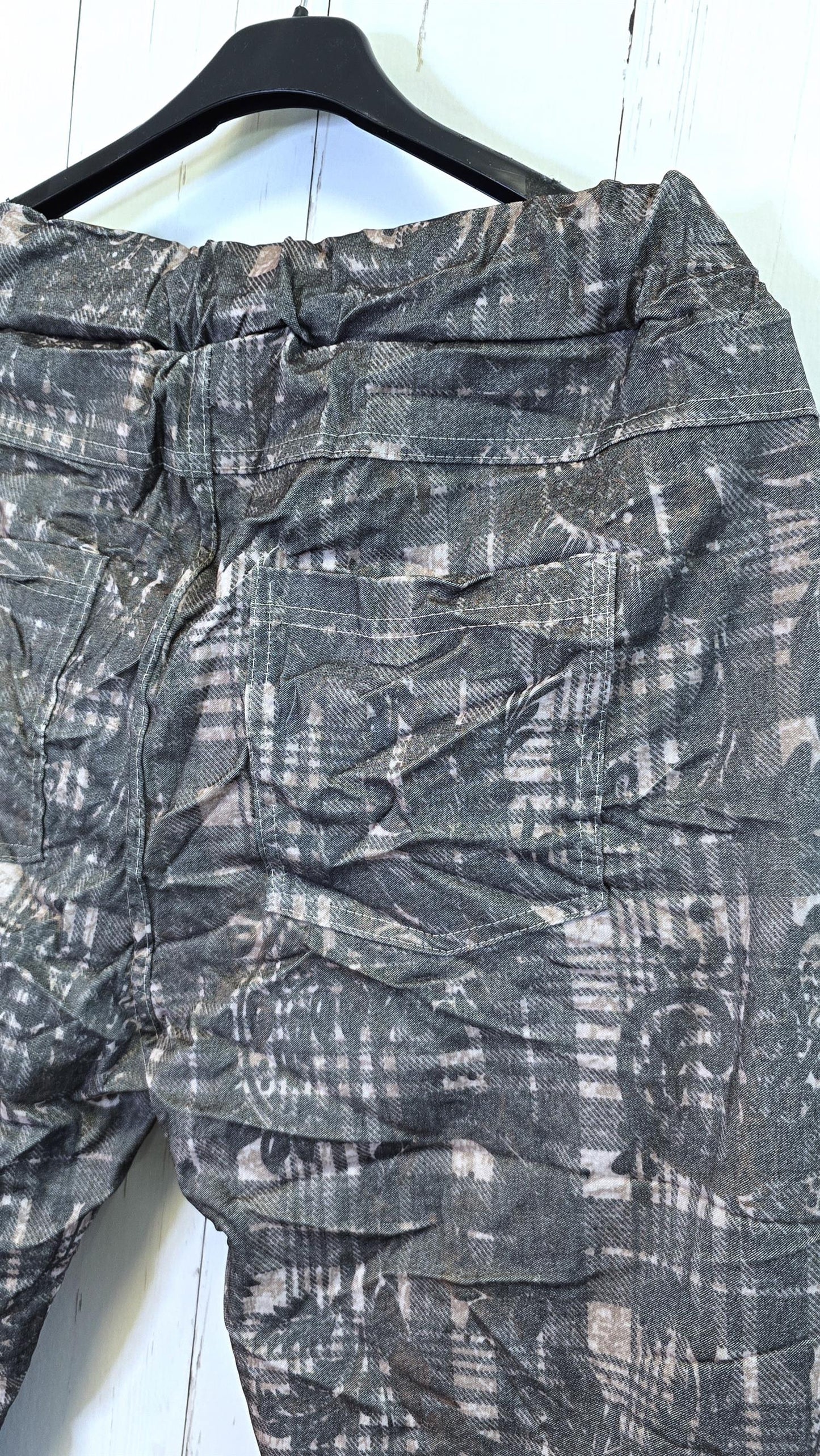 Ina mønsterbukse brungrå