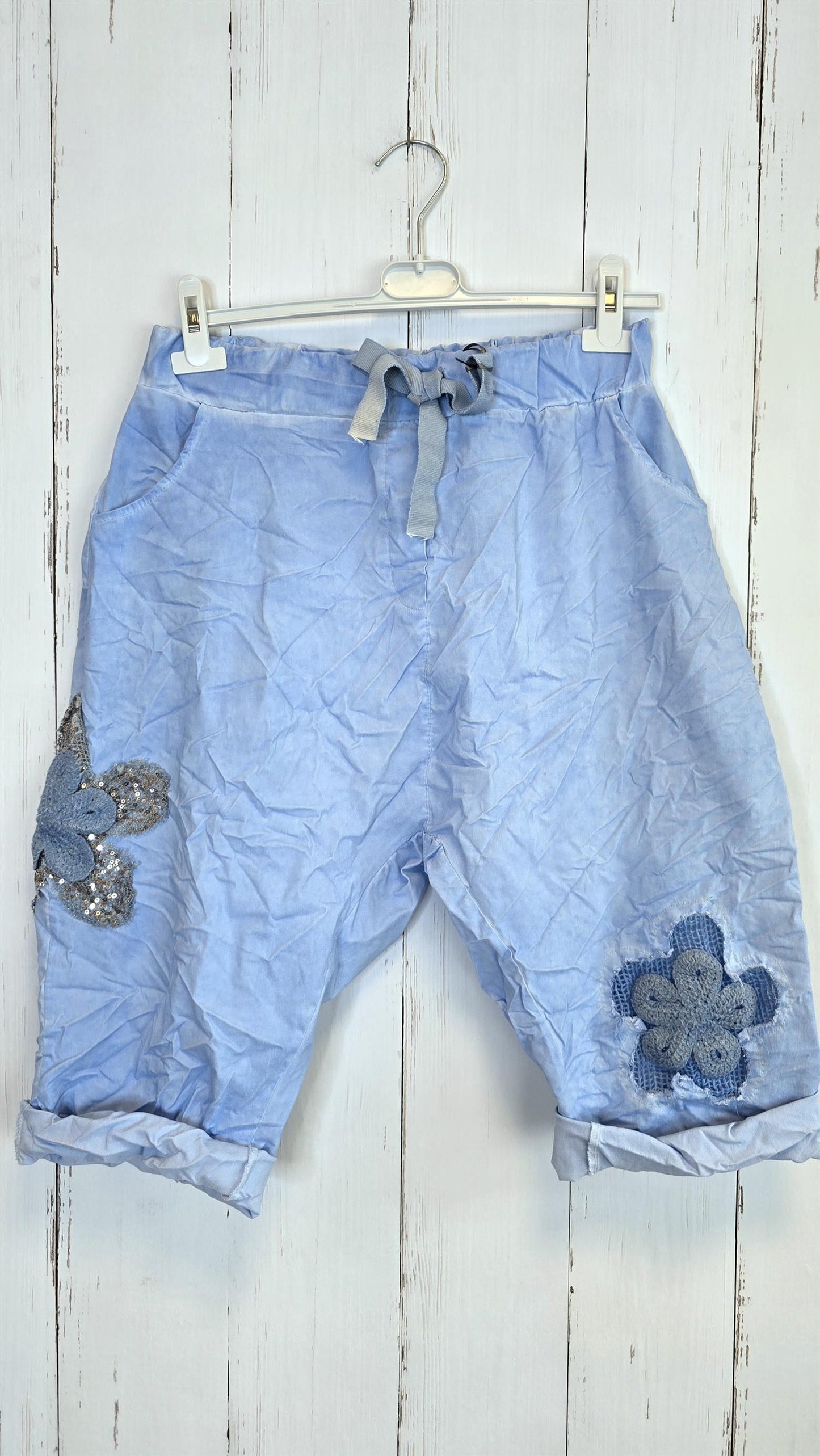 Elsa shorts i viskoseblanding blå