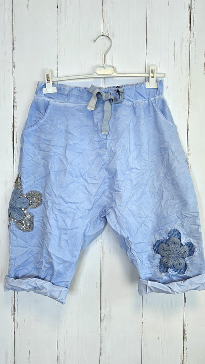 Elsa shorts i viskoseblanding blå