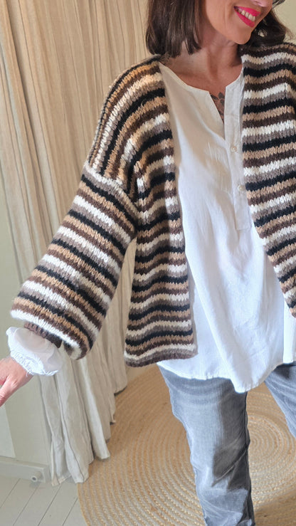 Claudia jakke brun med striper