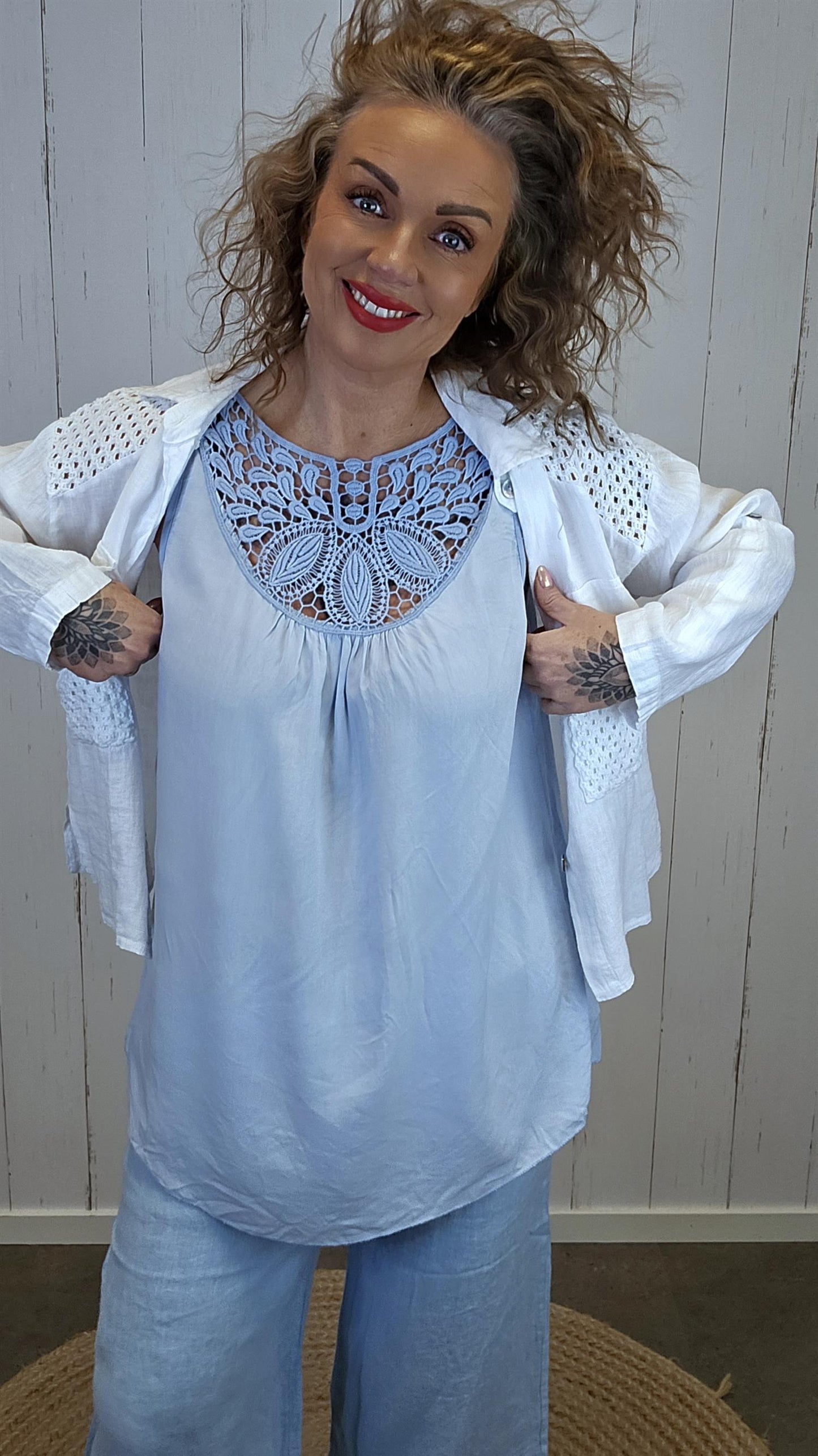 Julia blondetopp blå