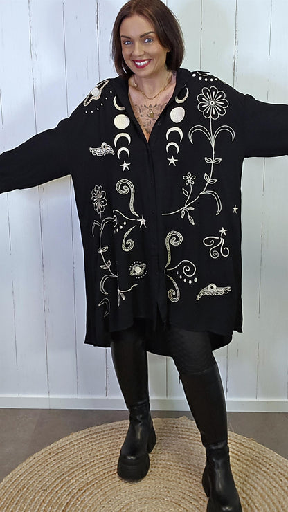 Sofia brodert skjorte sort